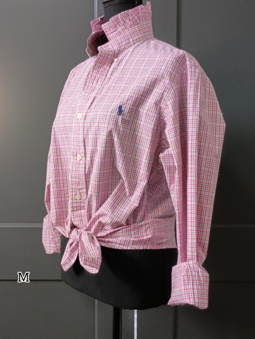 Upcycled Women's Ralph Lauren Ruffled Collar Shirt #137